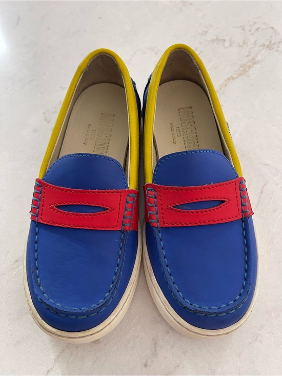 Moschino Other - MOSCHINO KIDS Blue, Red & Yellow Leather Penny Loafers - EUC - EU29/US11.5 KIDS
